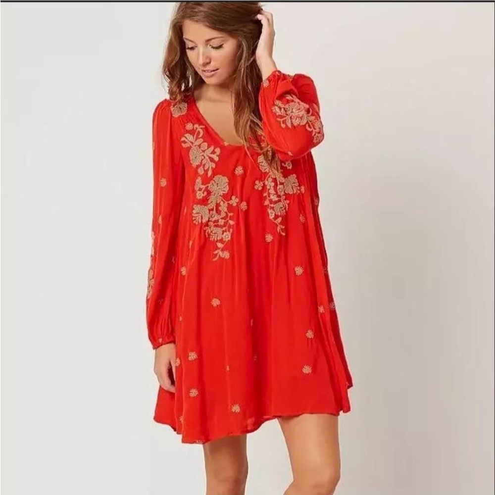 Free people womens size medium red boho mini dress